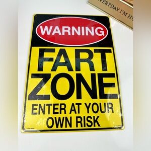 Decor room Fart Zone fun sign, 8"" by 11" 1/4 NWT